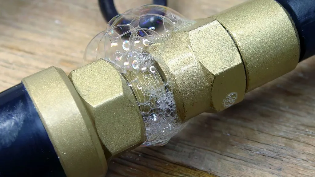 leak detection solution on gas fittings
